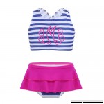 dPois Kids Girls' Striped Tankini Set Swimwear Bathing Suit Criss Cross Back Crop Top with Bottoms 2Pcs Swimsuit  B07HH9Y68D